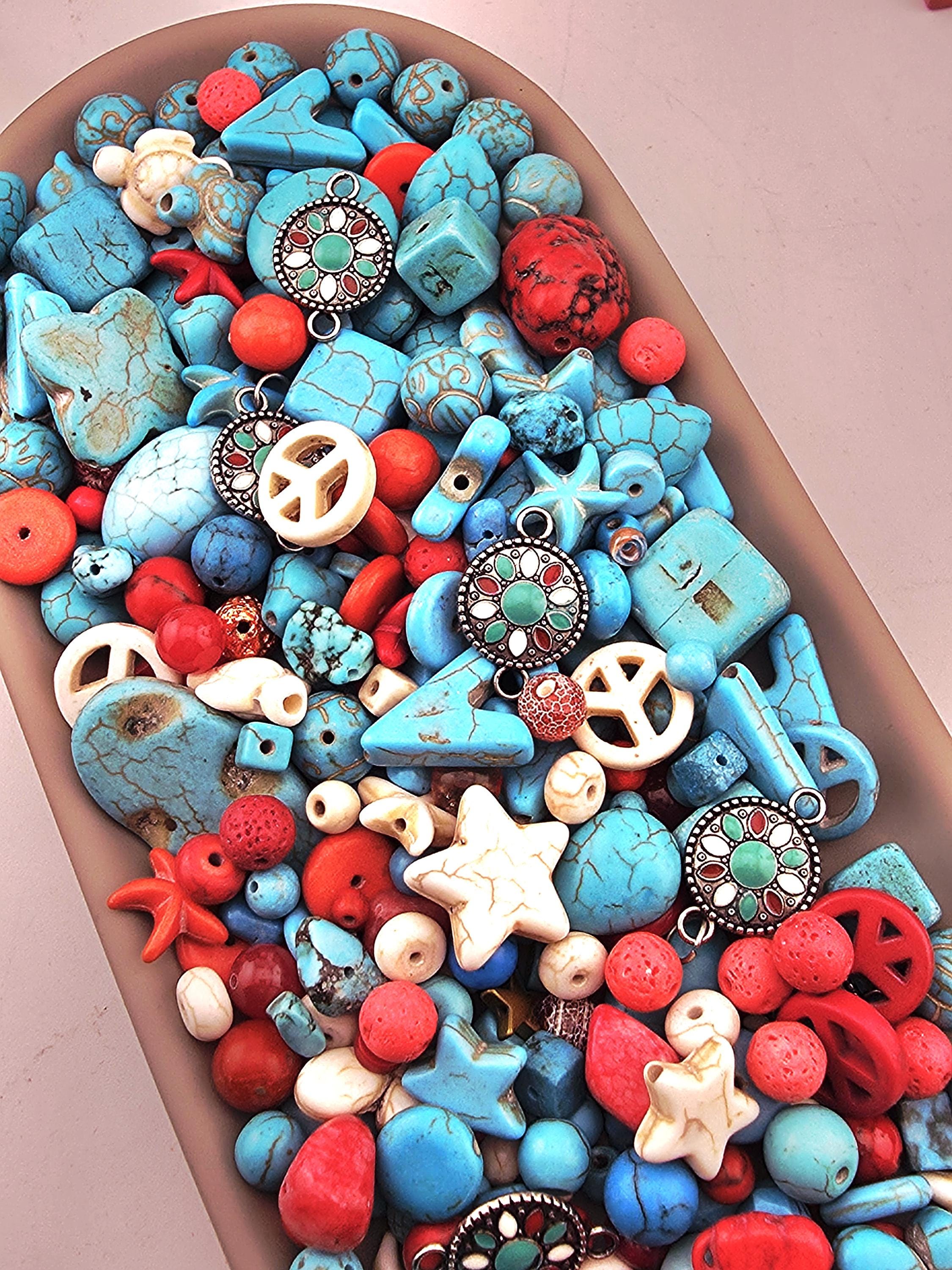 Exclusive "Santa Fe Sky" Howlite Gemstone Mix: 2oz Natural Stone Crafting Beads