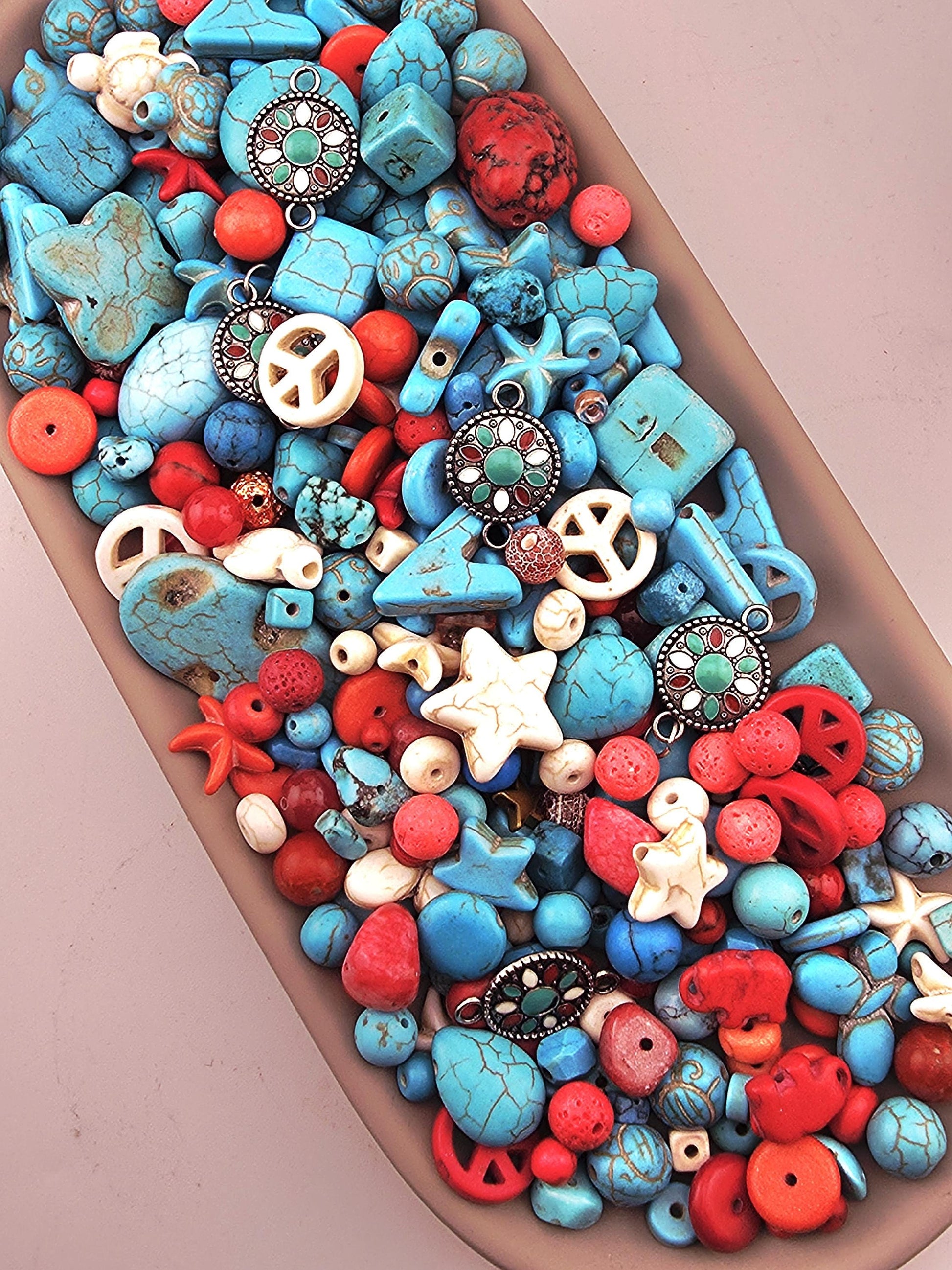 Exclusive "Santa Fe Sky" Howlite Gemstone Mix: 2oz Natural Stone Crafting Beads
