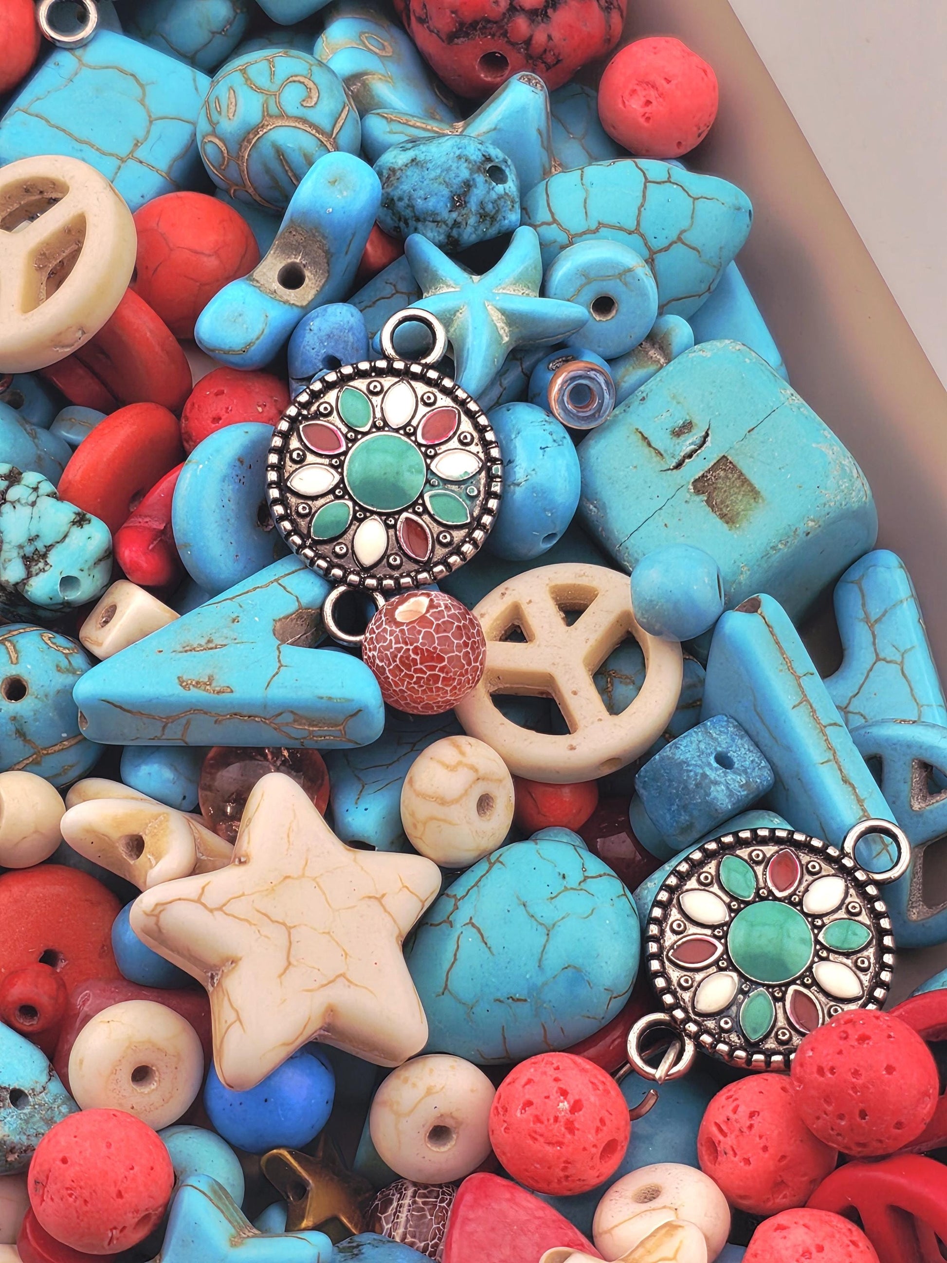 Exclusive "Santa Fe Sky" Howlite Gemstone Mix: 2oz Natural Stone Crafting Beads