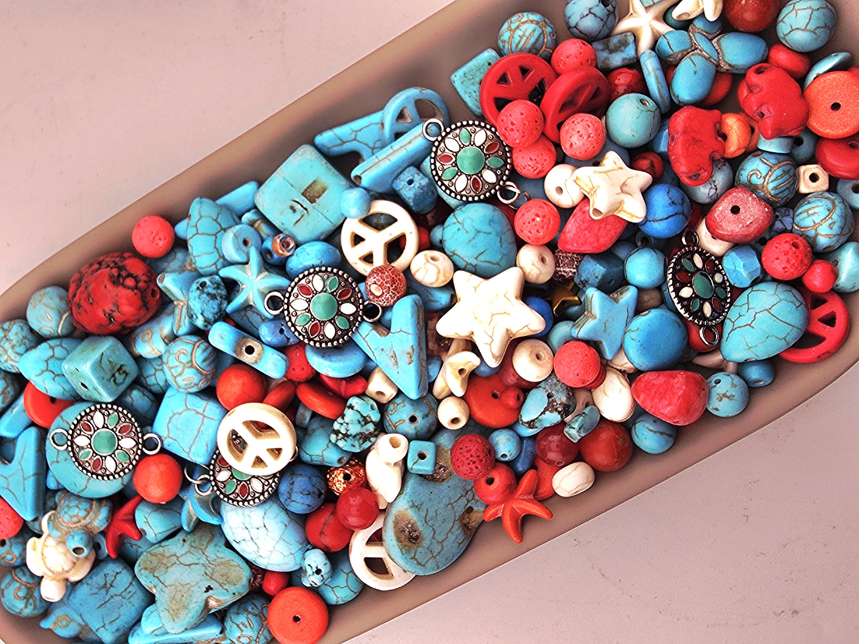 Exclusive "Santa Fe Sky" Howlite Gemstone Mix: 2oz Natural Stone Crafting Beads