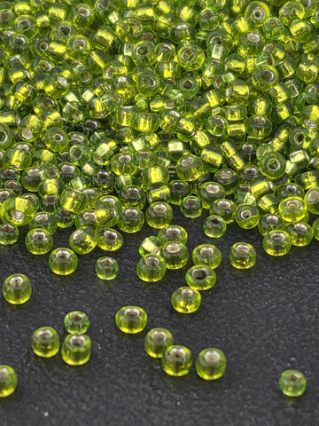 Preciosa 10/0 Seed Beads Lime Green SilverLined Size 10/0 - 15g - Czech Glass Rocaille for Jewelry Making