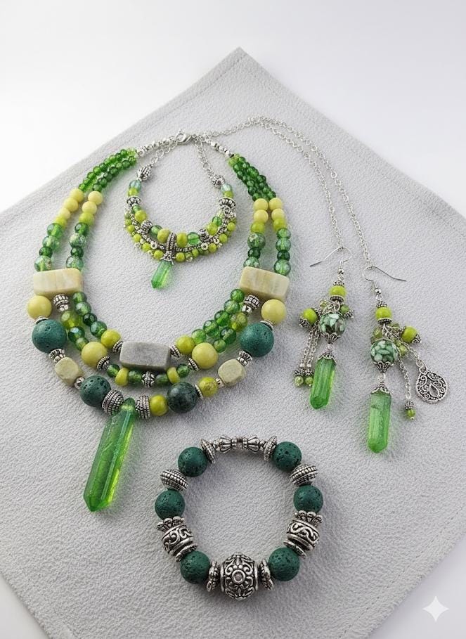 Exclusive "Wasabi & Citrus" Gemstone Bead Soup Mix: 2oz Natural Stone Jewelry Making