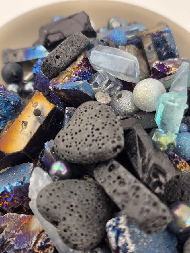 Exclusive "Titanium Rainbow" Gemstone Bead Soup Mix: 2oz Natural Stone Jewelry Making