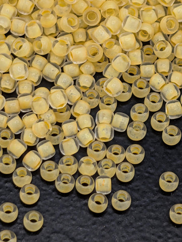 Inside-Color Frosted Crystal/Butter-Lined Size 11/0 Toho Round 2.5" tube