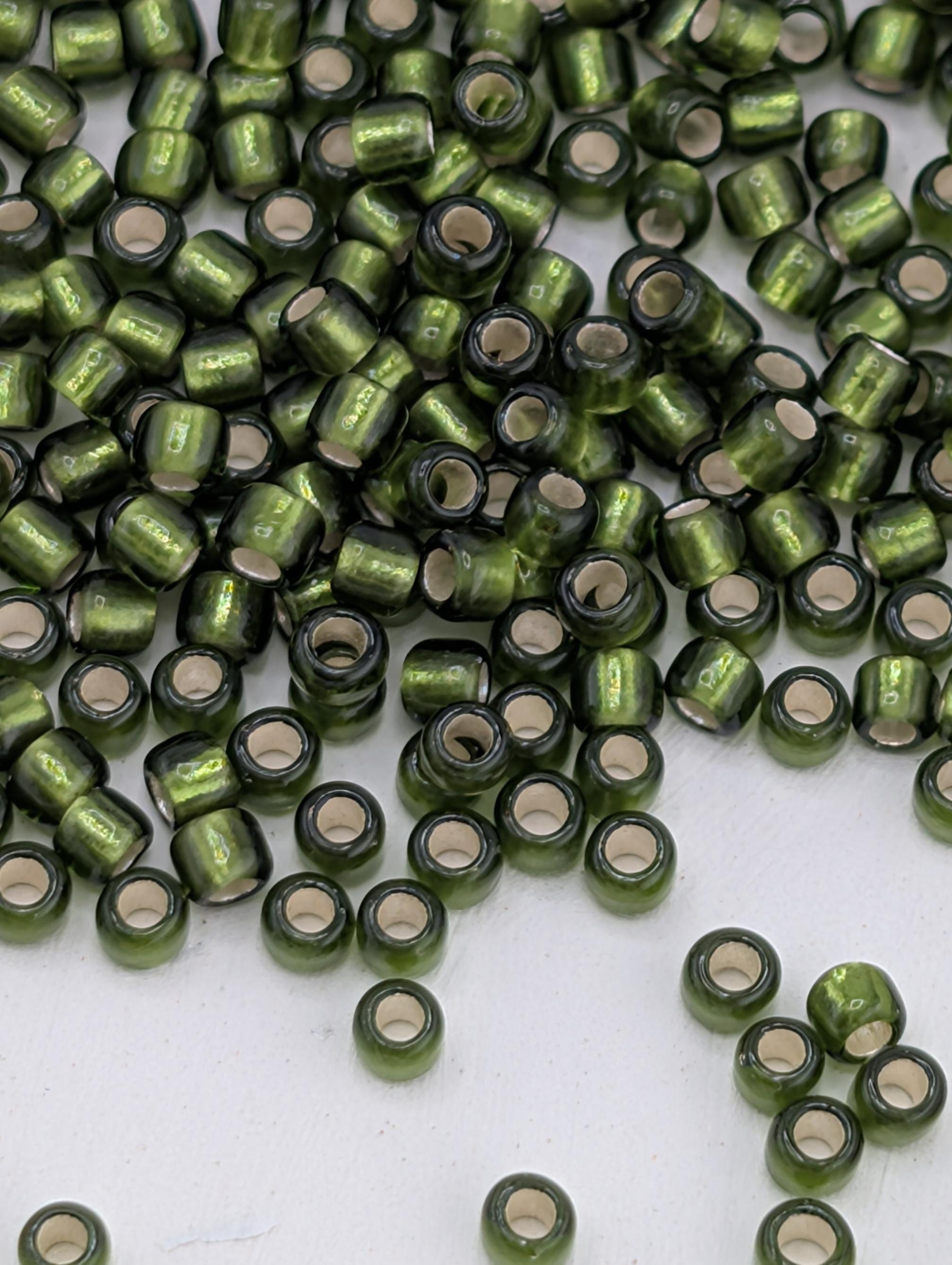 Silver-Lined Frosted Olive Size 11/0 Toho Round 2.5" tube