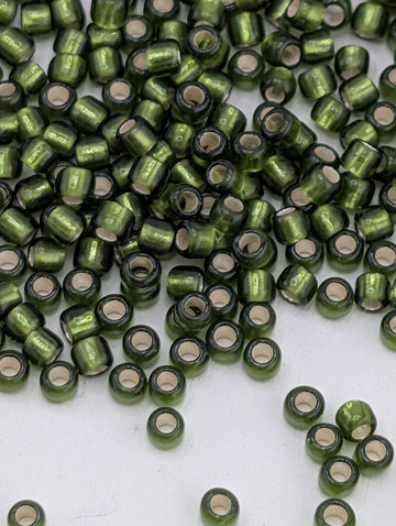 Silver-Lined Frosted Olive Size 11/0 Toho Round 2.5" tube