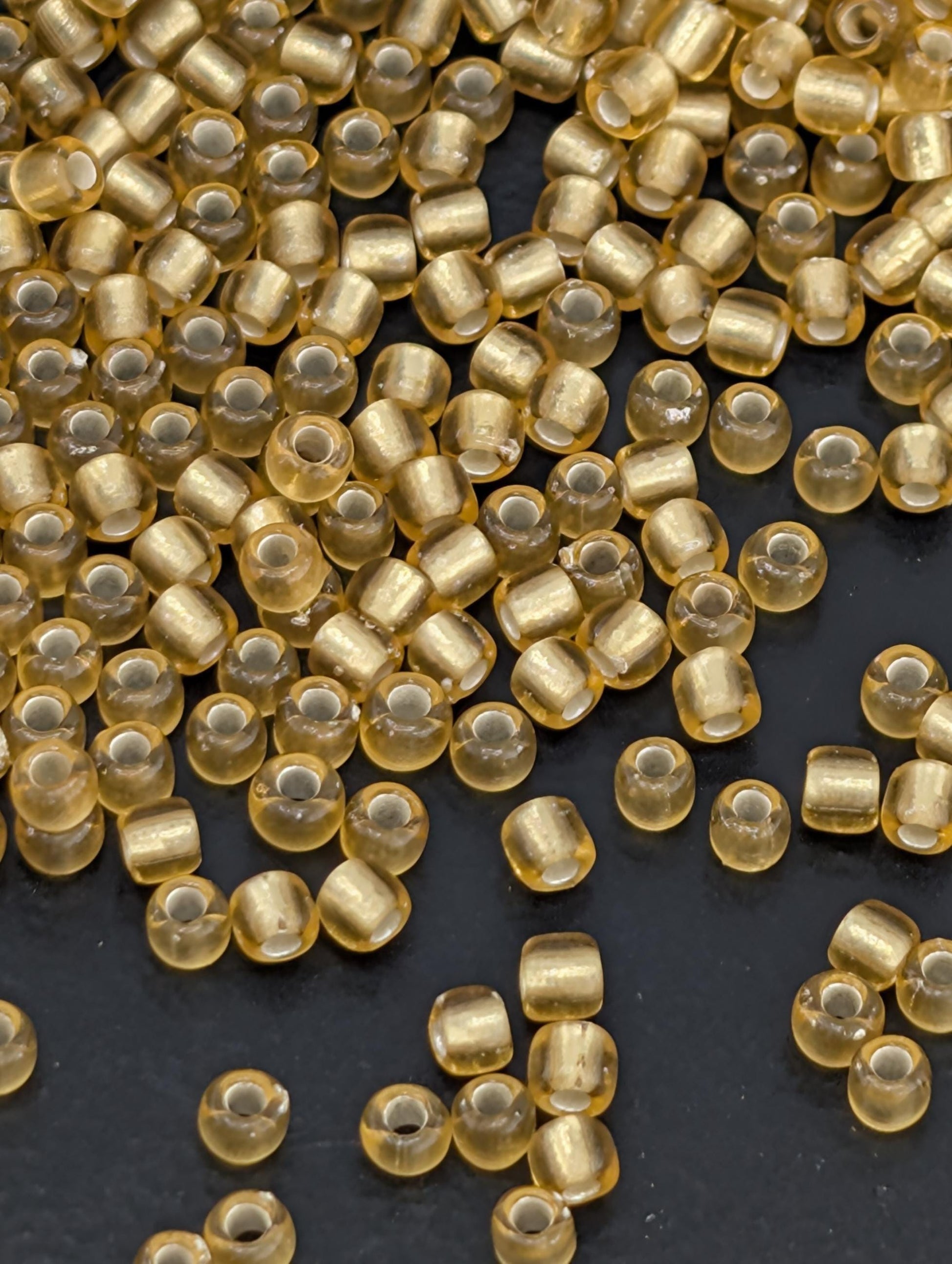 Silver-Lined Frosted Lt Topaz Size 11/0 Toho Round 2.5" tube