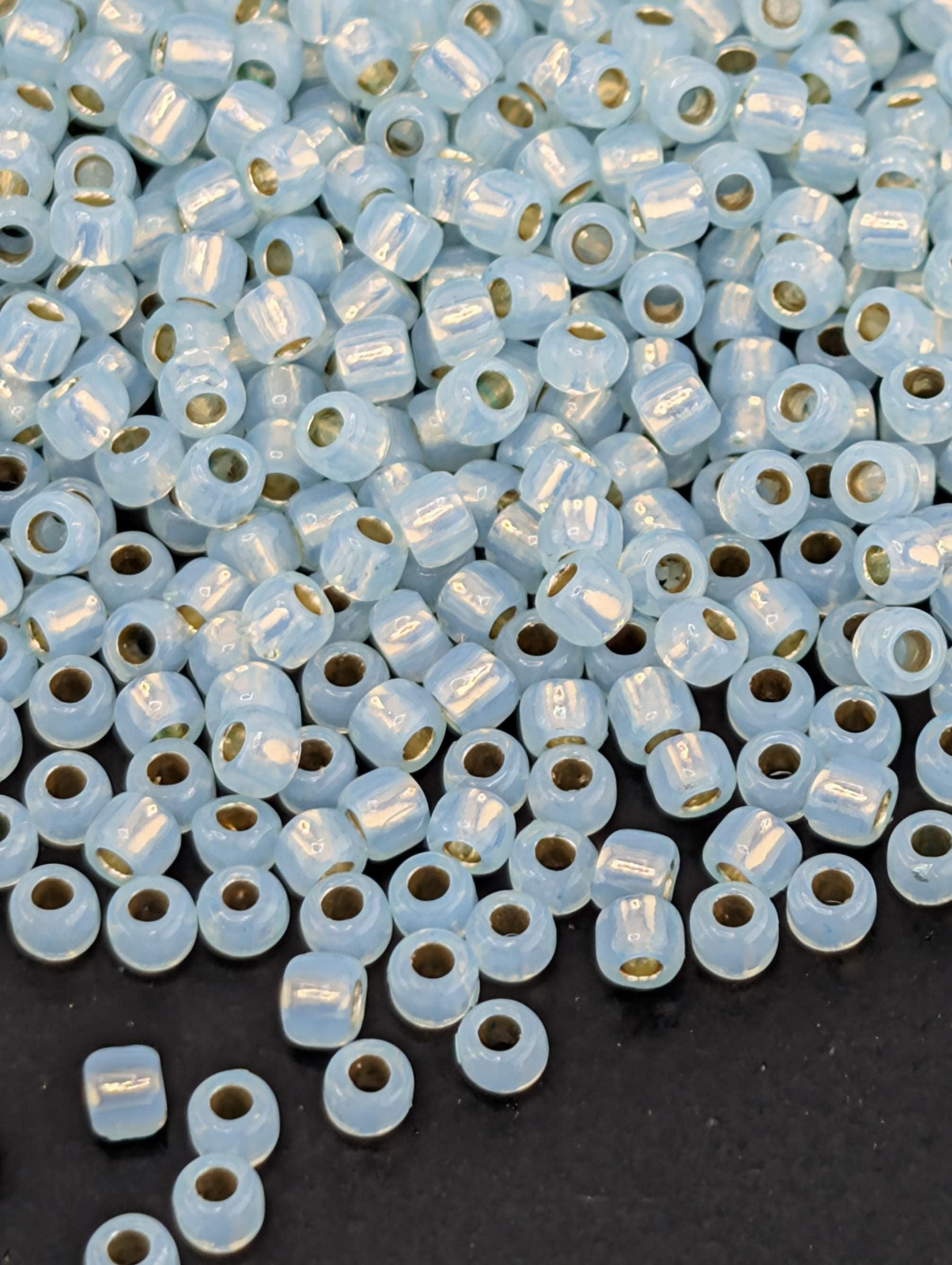 PermaFinish - Silver-Lined Milky Lt Aqua Size 11/0 Toho Round 2.5" tube