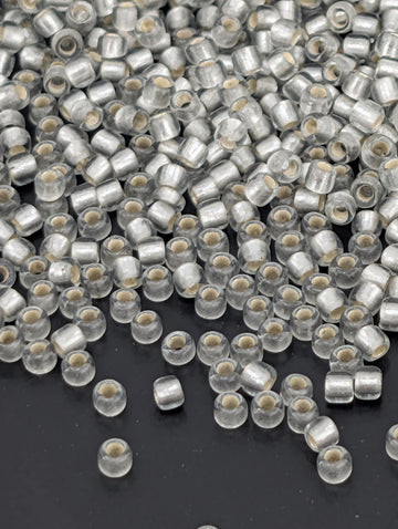 Silver-Lined Frosted Black Diamond Size 11/0 Toho Round 2.5" tube