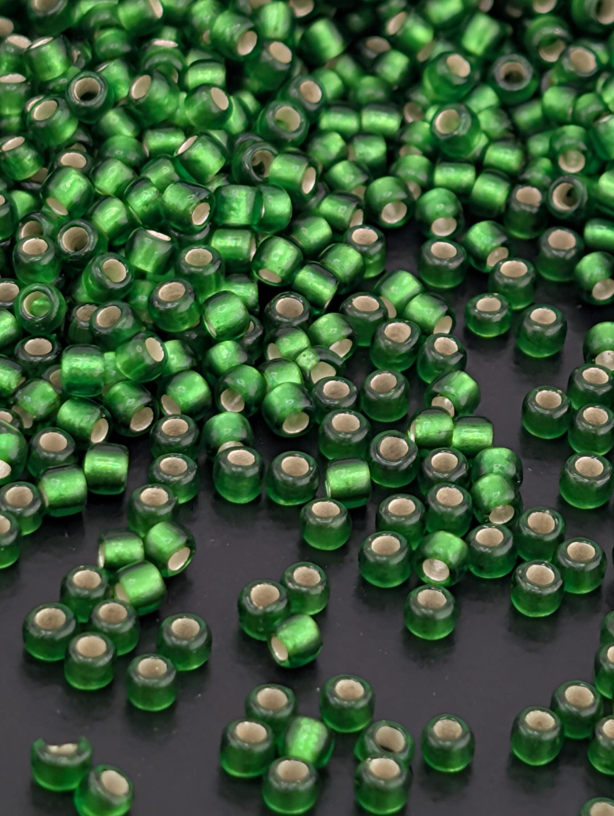 Silver-Lined Frosted Grass Green Size 11/0 Toho Round 2.5" tube