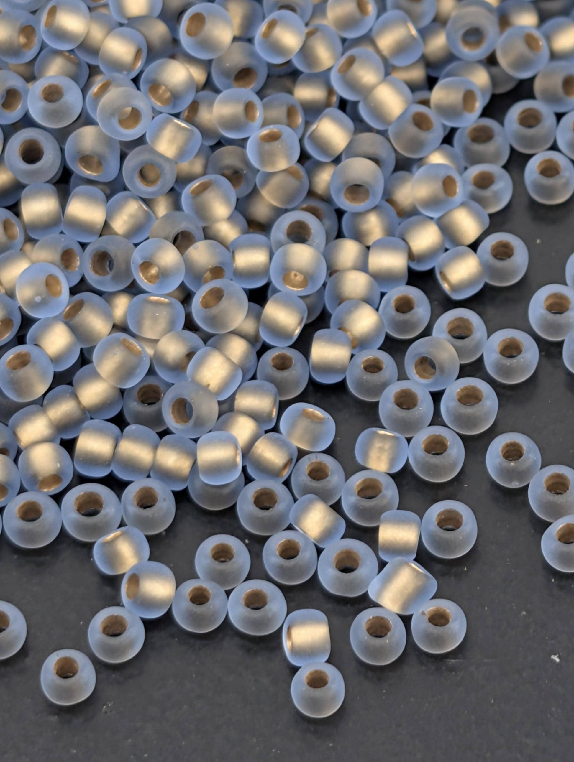 Gold-Lined Rainbow Frosted Lt Sapphire Size 11/0 Toho Round 2.5" tube