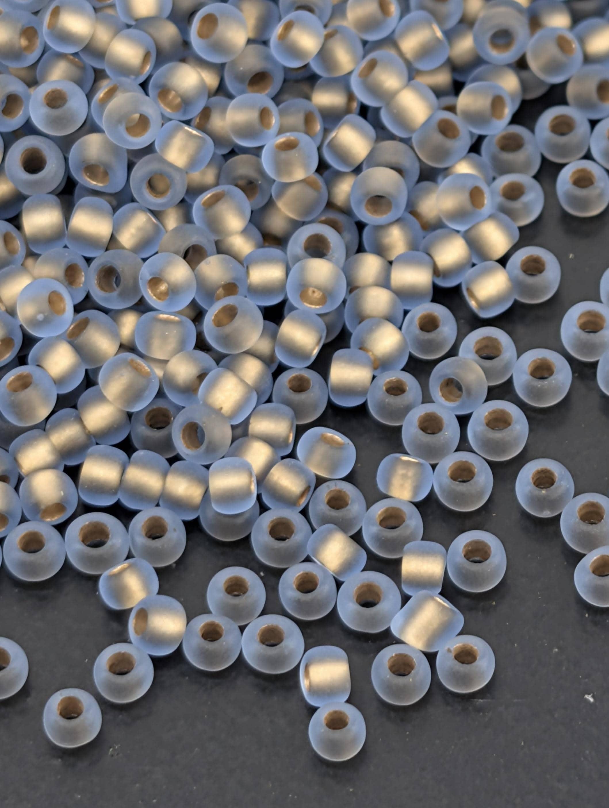 Gold-Lined Rainbow Frosted Lt Sapphire Size 11/0 Toho Round 2.5" tube