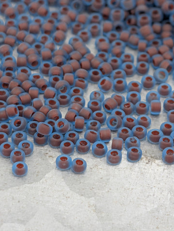 Frosted Oxblood-Lined Aqua Size 15/0 Toho Round 2.5" tube