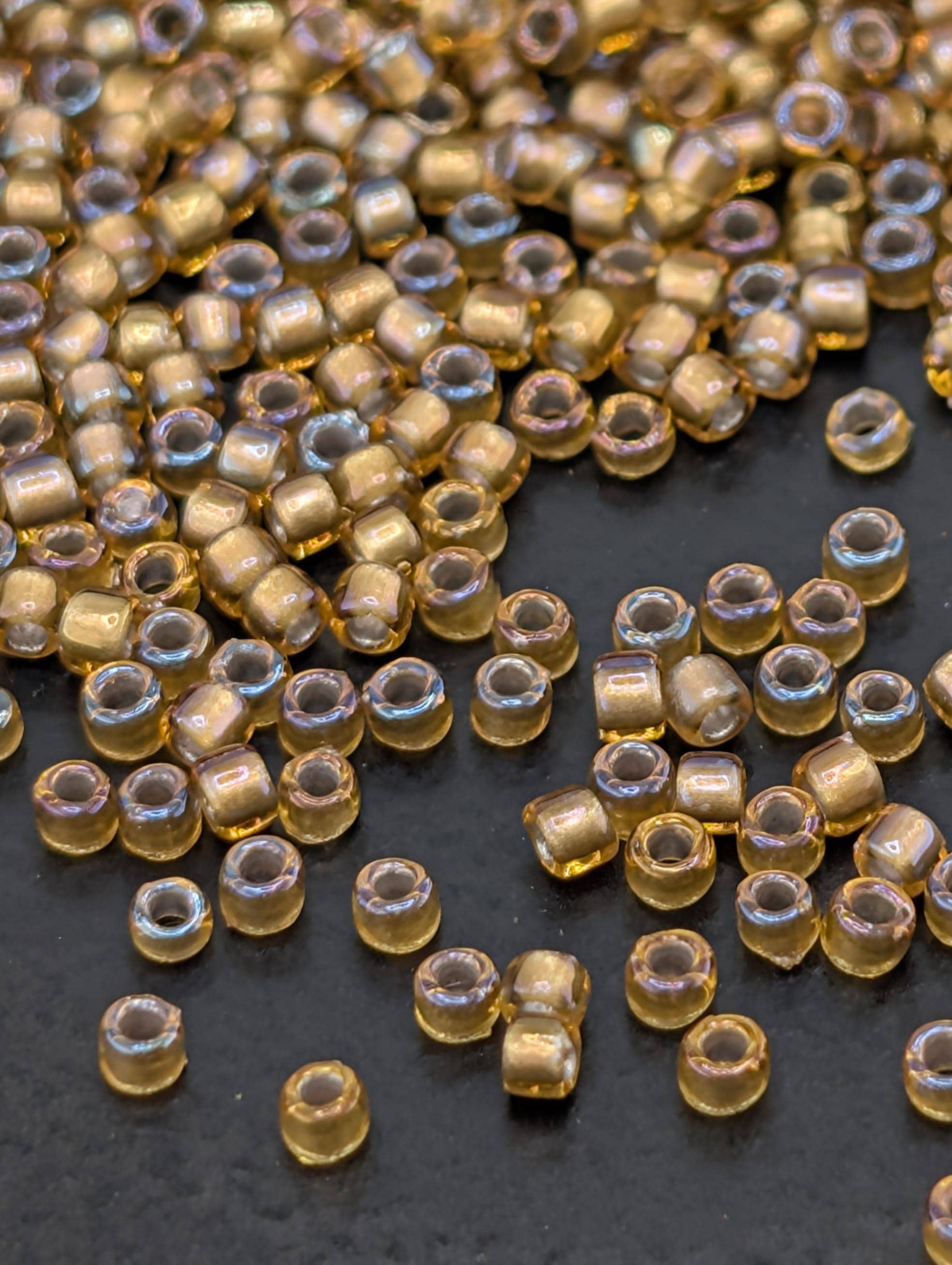 Gold-Lined Topaz Size 15/0 Toho Round 2.5" tube