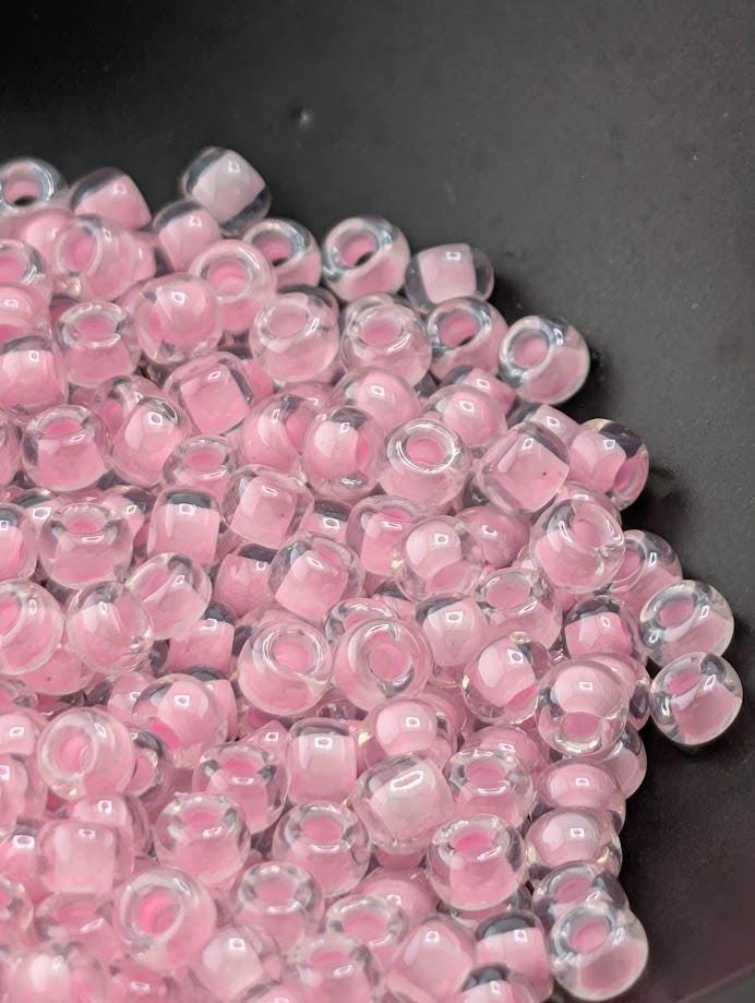 Crystal/Pink Inside Color Lined Miyuki Rocaille Size 8/0 (20g pkg)