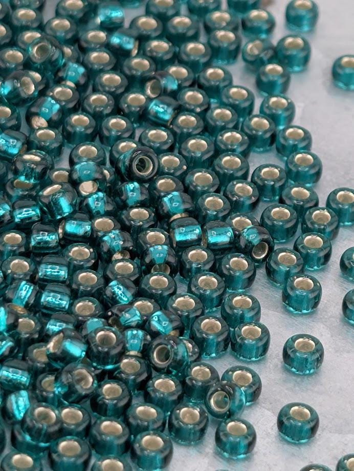 Emerald Green Translucent Silver Lined Miyuki Rocaille Size 8/0 (20g pkg)