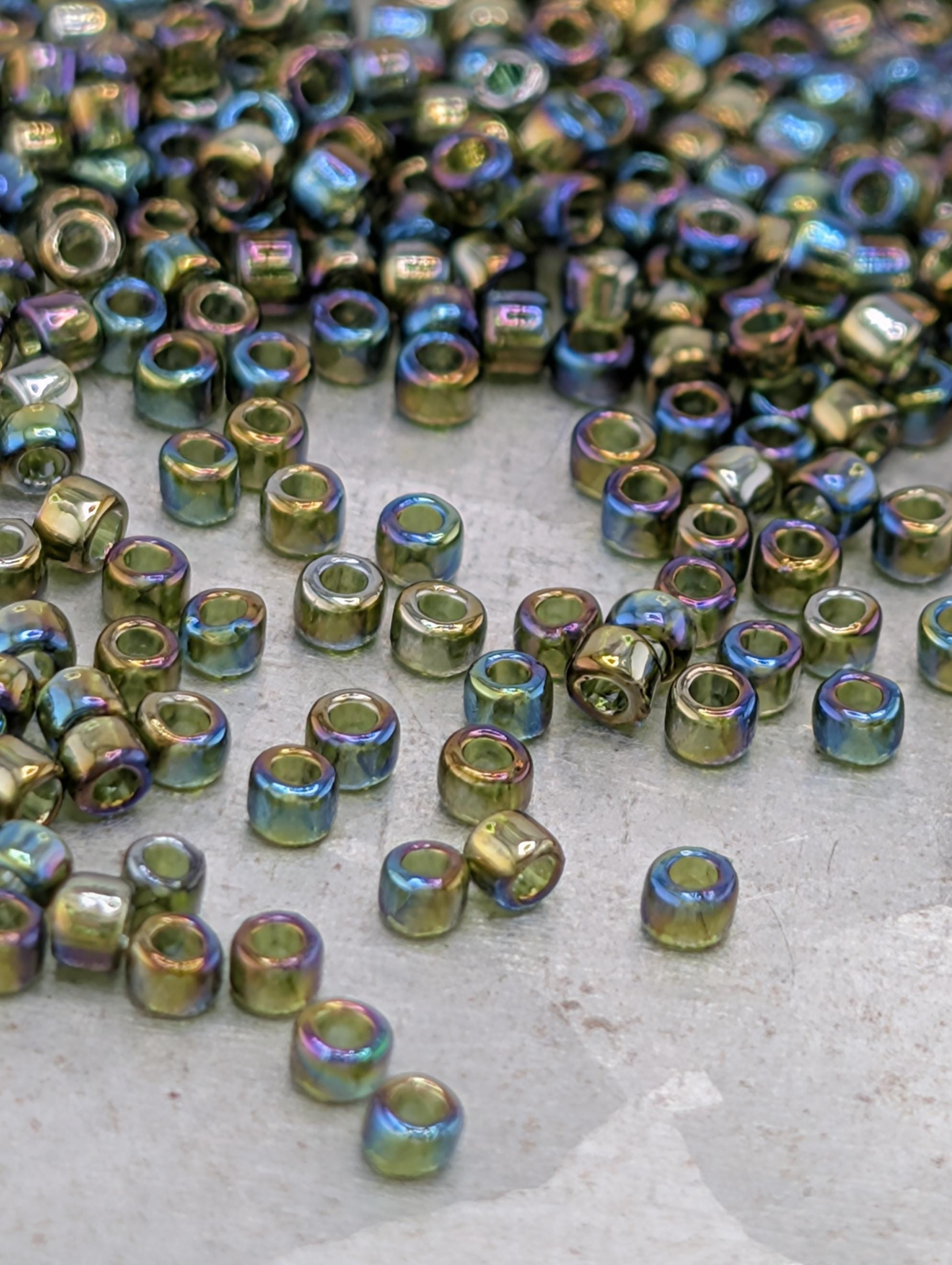 Transparent-Rainbow Olivine Size 15/0 Toho Round 2.5" tube