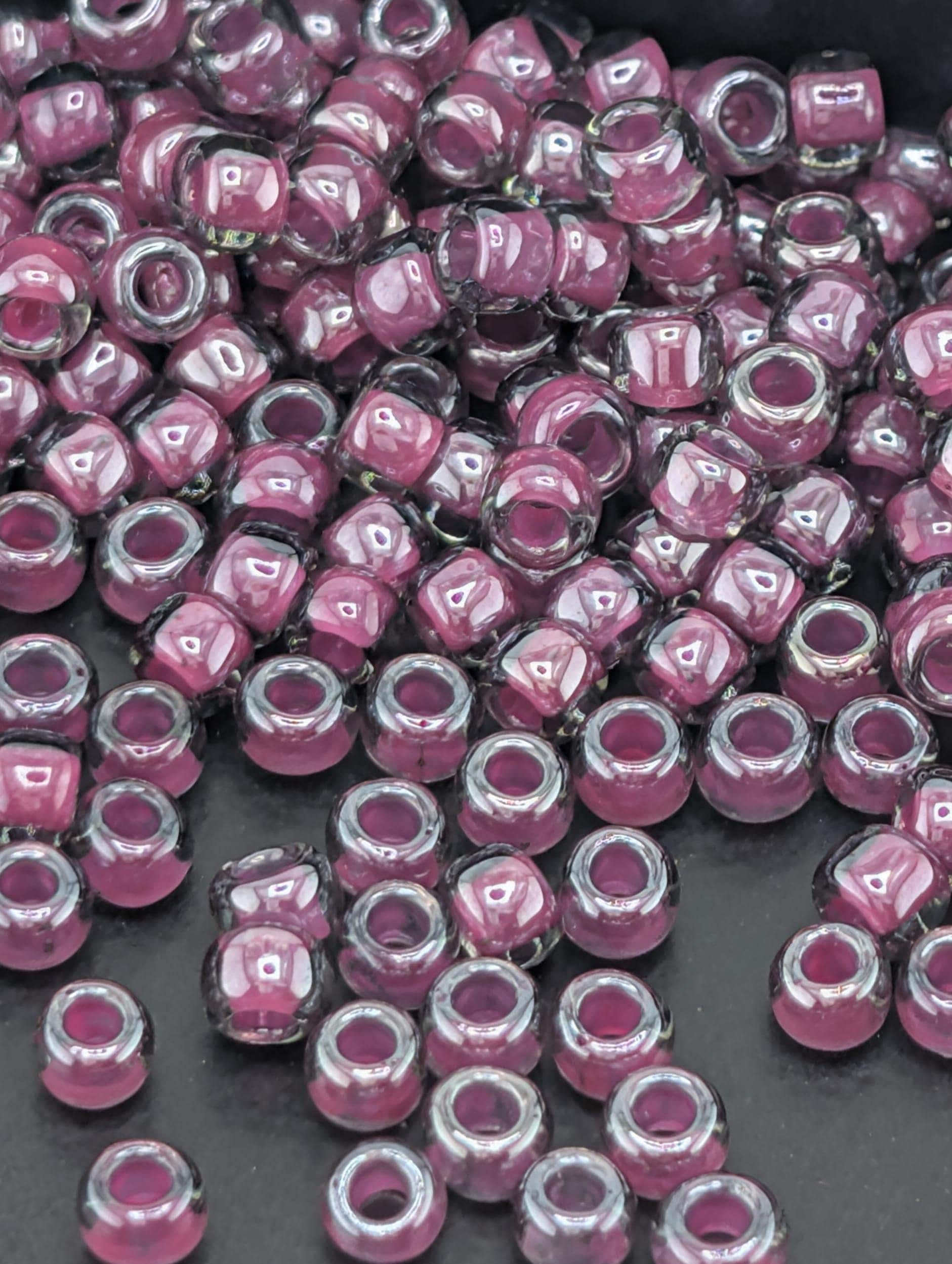 Inside-Color Gray/Magenta-Lined Size 8/0 Toho Round 2.5" tube