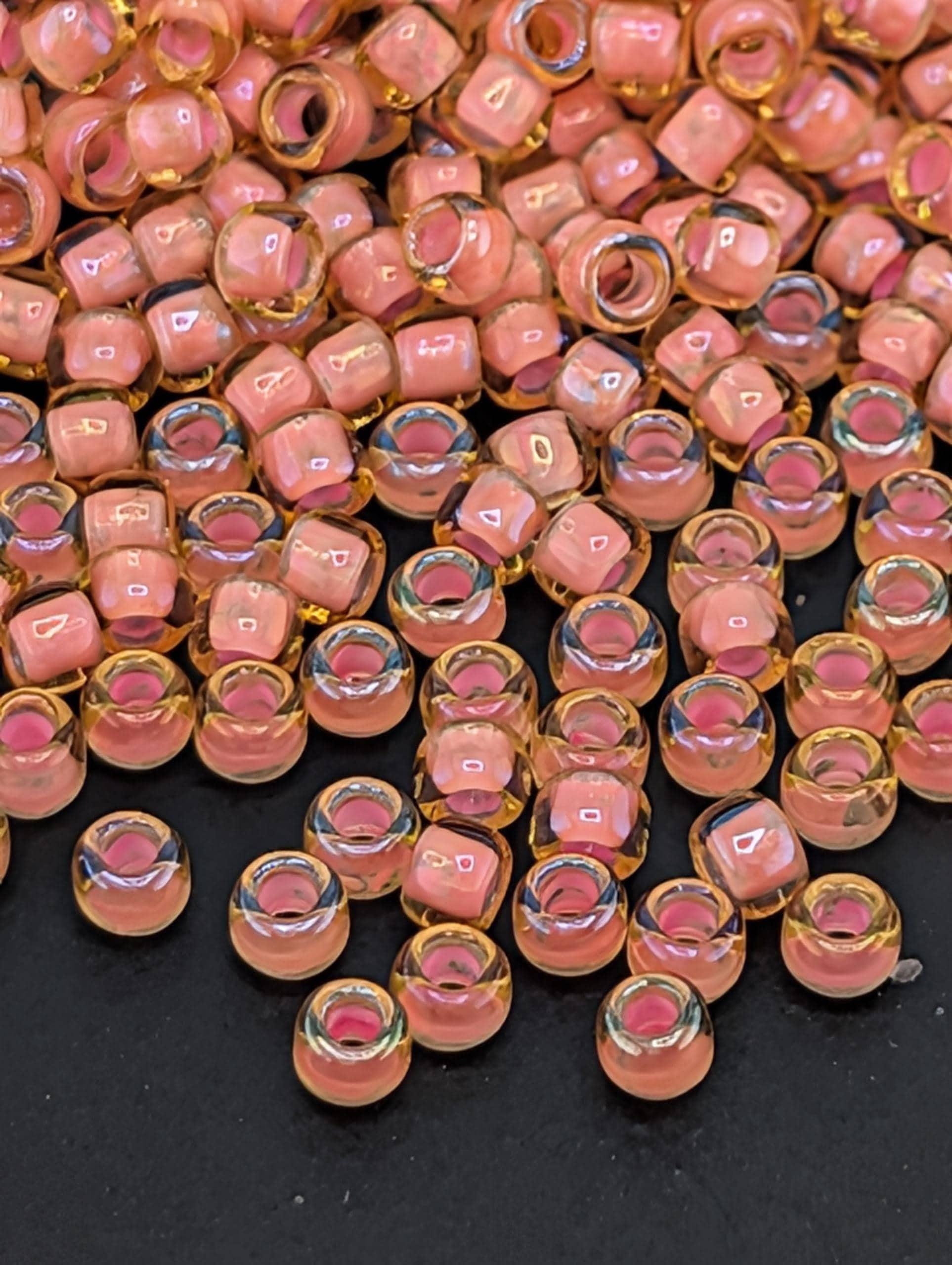 Inside-Color Jonquil/Peach-Lined Size 8/0 Toho Round 2.5" tube