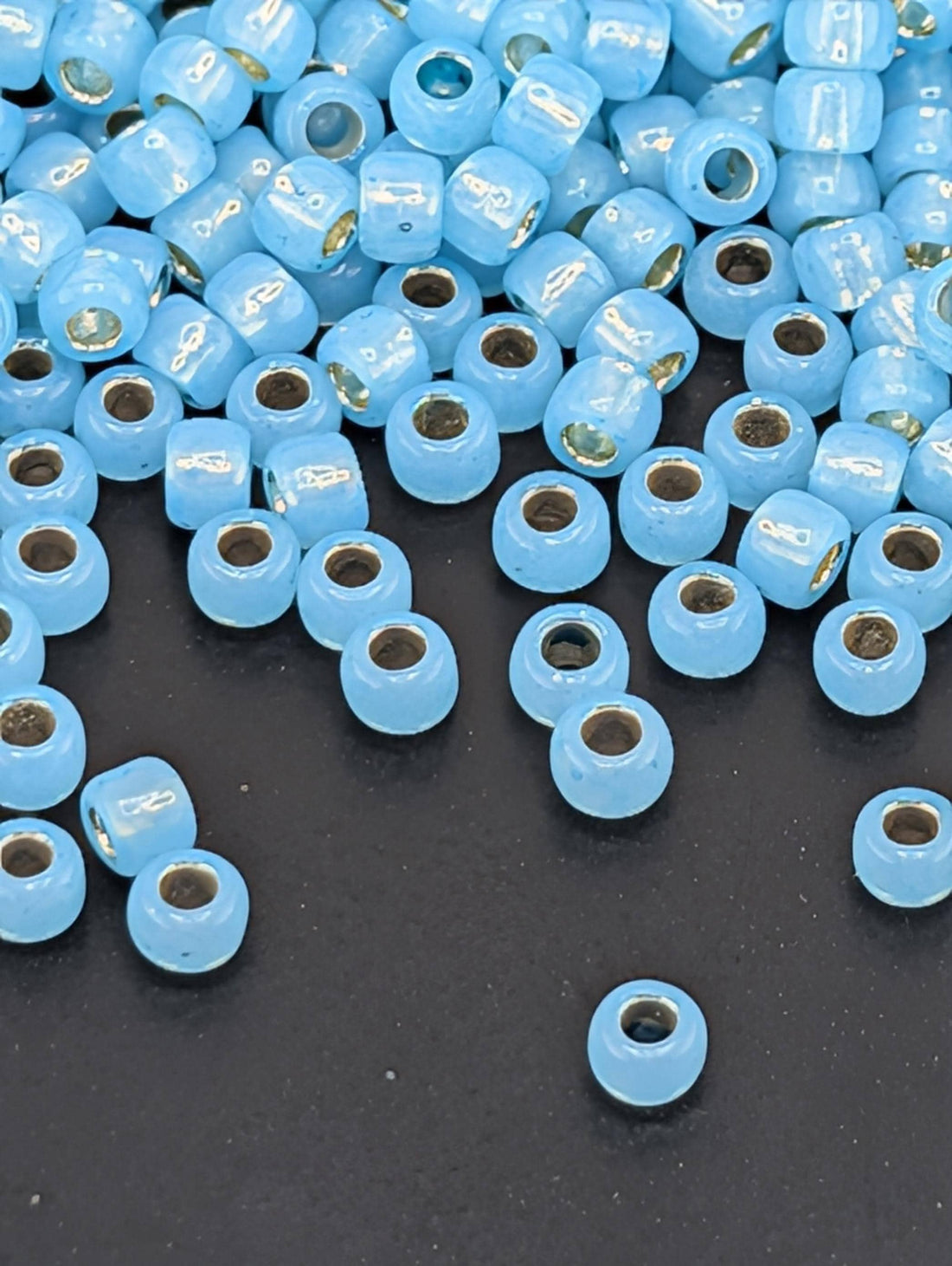 Toho Japanese Seed Beads: Milky Aqua Silver-Lined, Size 8/0, 2.5" Tube