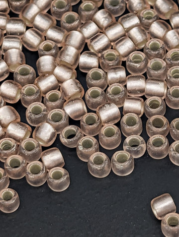 Toho Japanese Seed Beads Frosted Rosaline Silver-Lined (Size 8/0, 2.5" Tube)