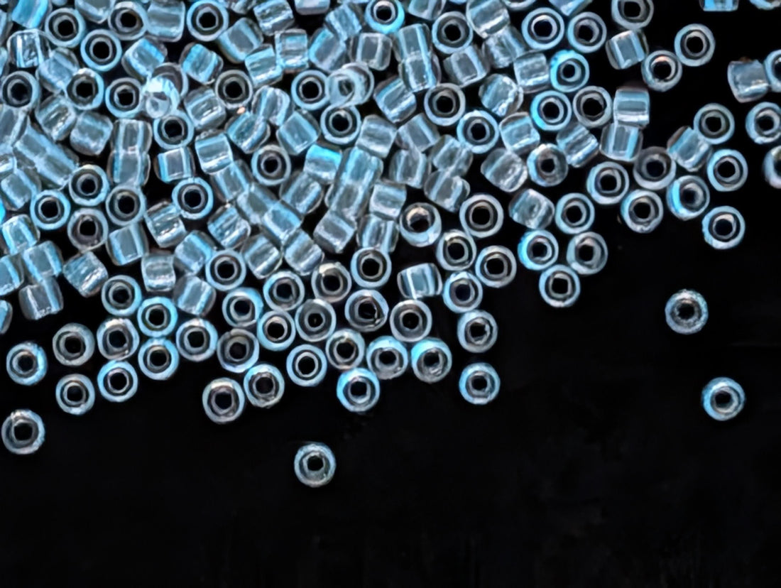 Toho Japanese Seed Beads - Crystal Blue Glow Size 8/0, 2.5" Tube