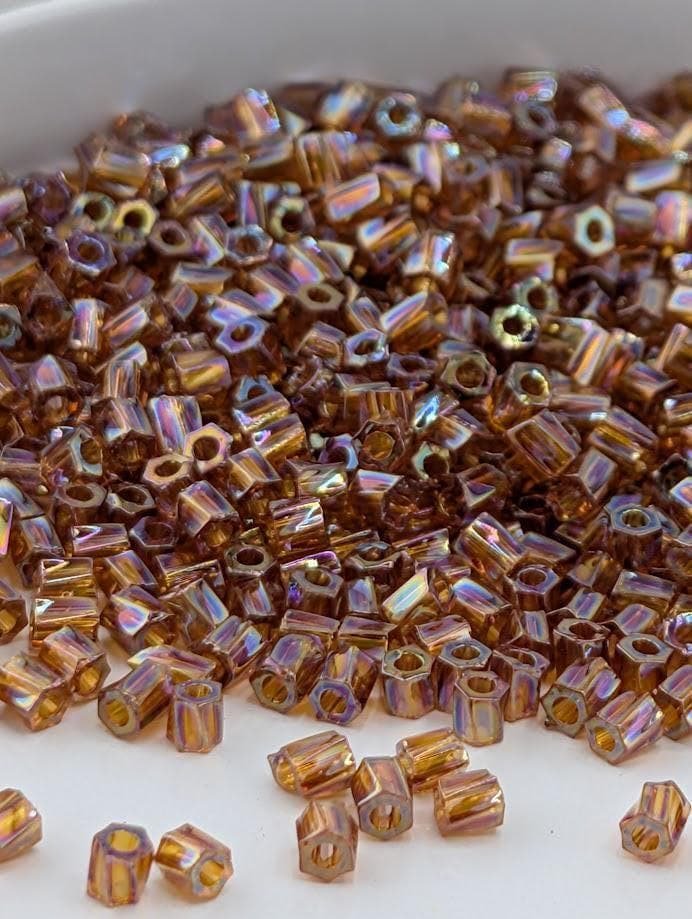 Amber Translucent Rainbow Miyuki Twist Size 10/0 (15g Pkg)
