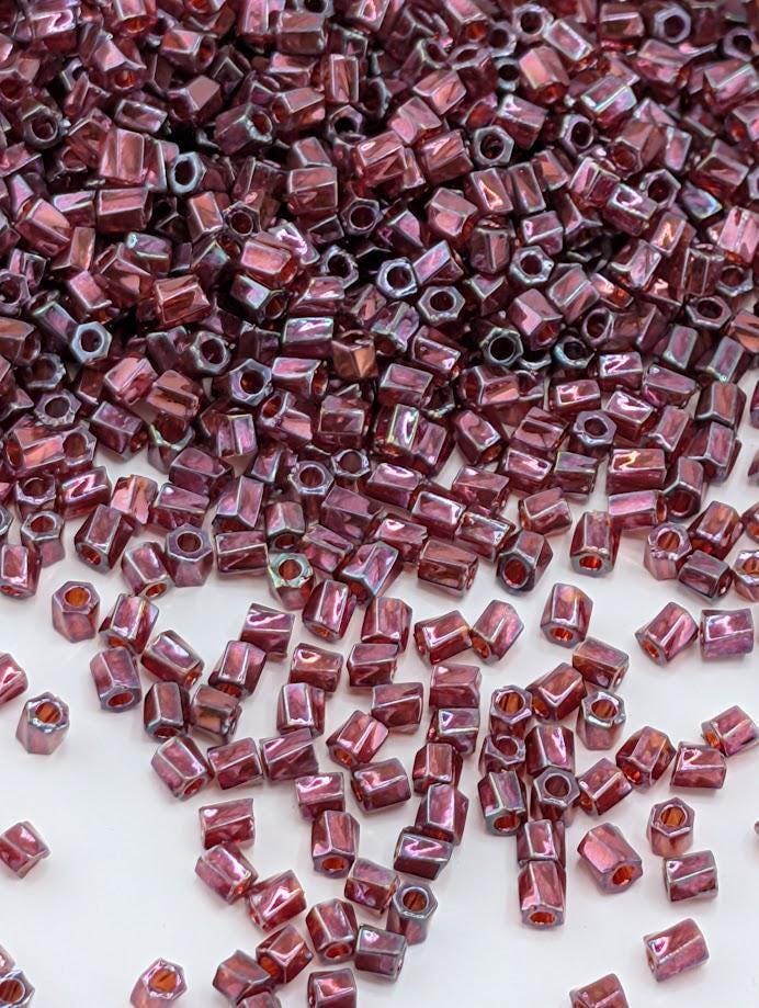 Dark Raspberry Translucent Inside Color Lined Miyuki Twist Size 10/0 (15g Pkg)