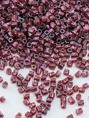 Dark Raspberry Translucent Inside Color Lined Miyuki Twist Size 10/0 (15g Pkg)