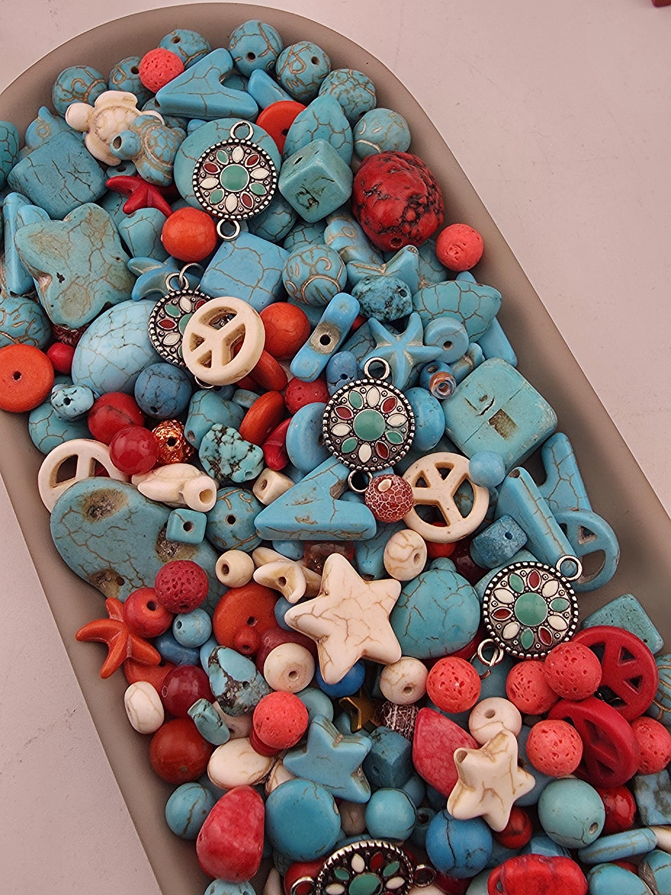 Exclusive "Santa Fe Sky" Howlite Gemstone Mix: 2oz Natural Stone Crafting Beads