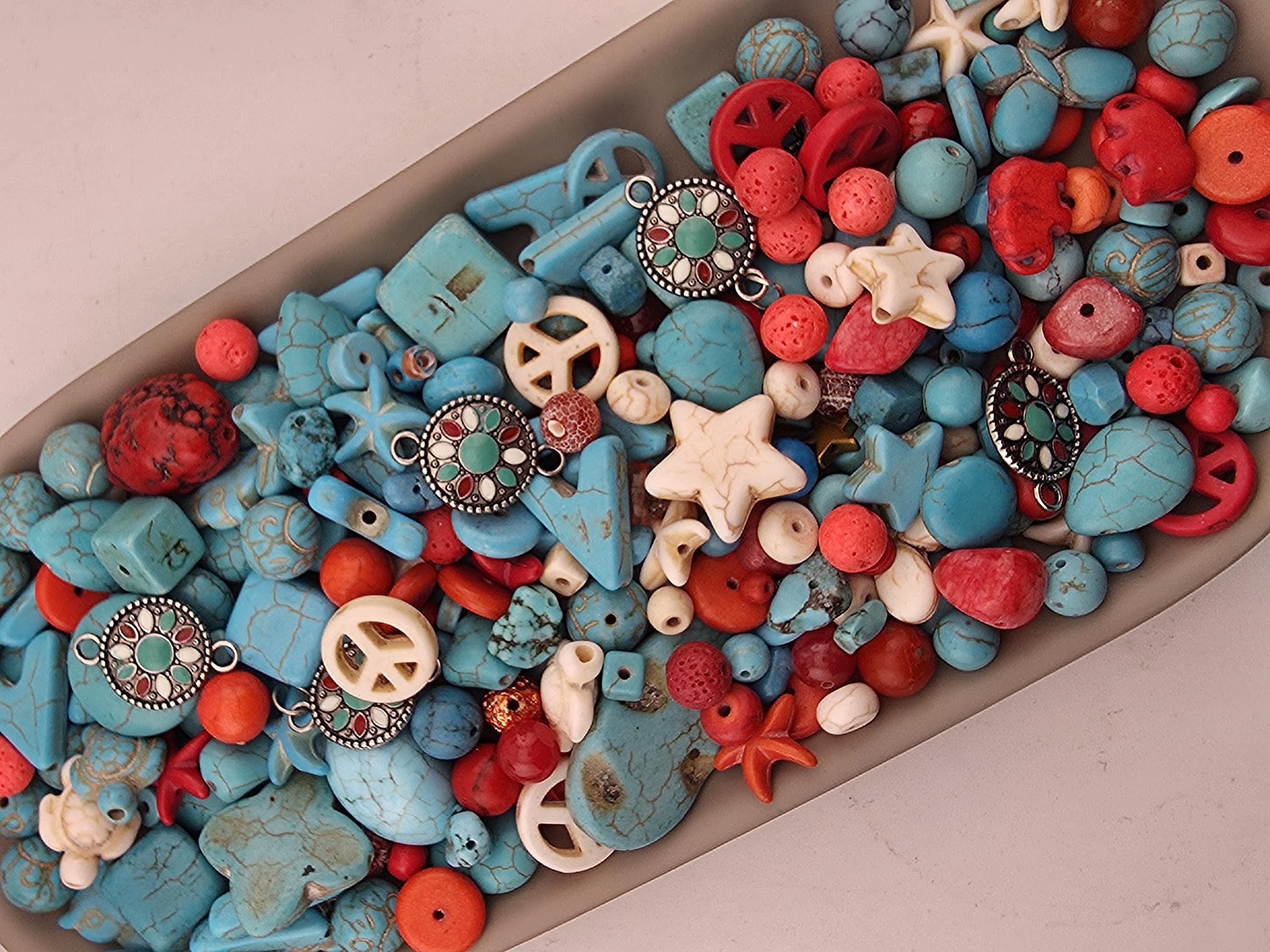 Exclusive "Santa Fe Sky" Howlite Gemstone Mix: 2oz Natural Stone Crafting Beads