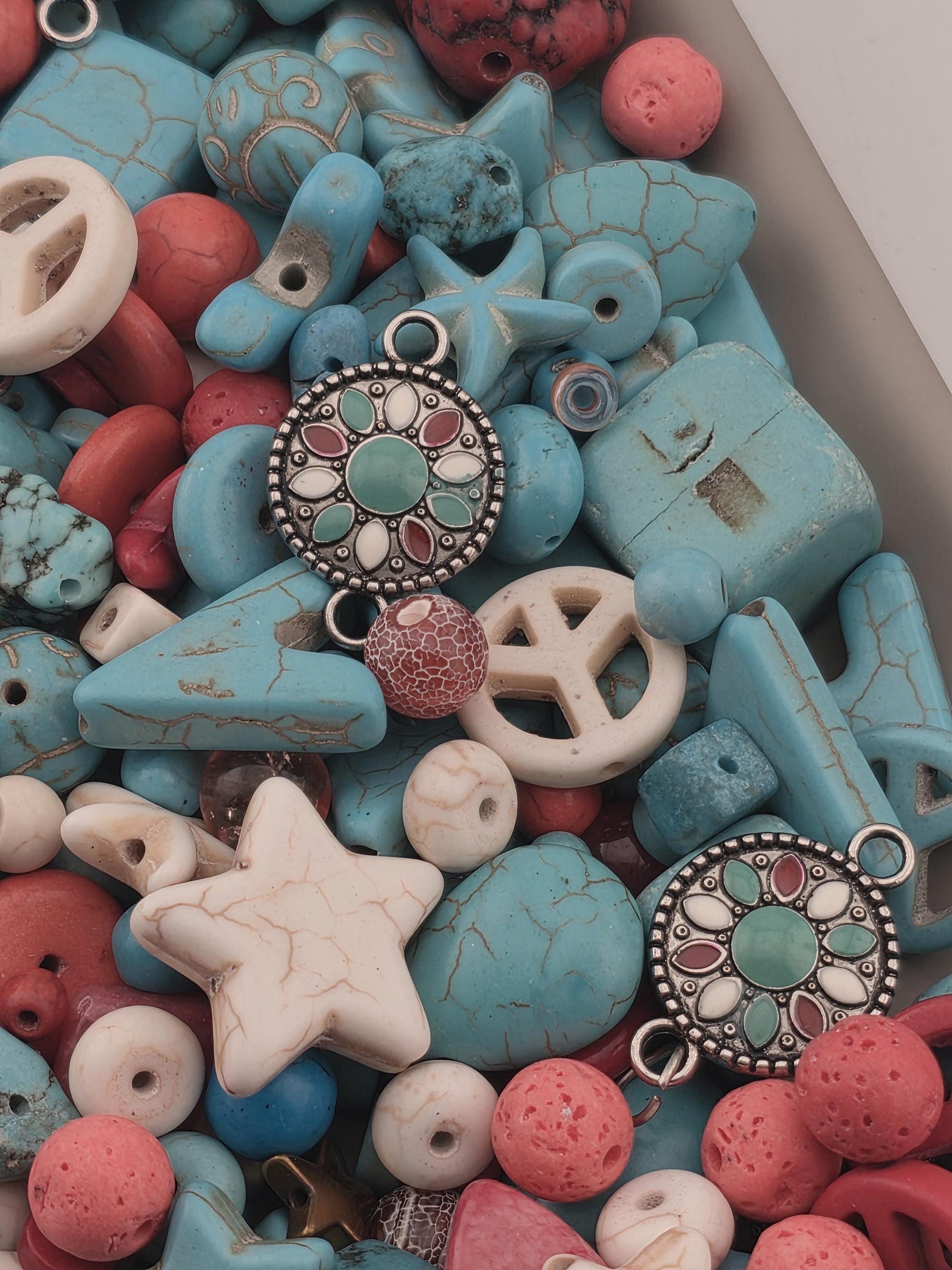 Exclusive "Santa Fe Sky" Howlite Gemstone Mix: 2oz Natural Stone Crafting Beads