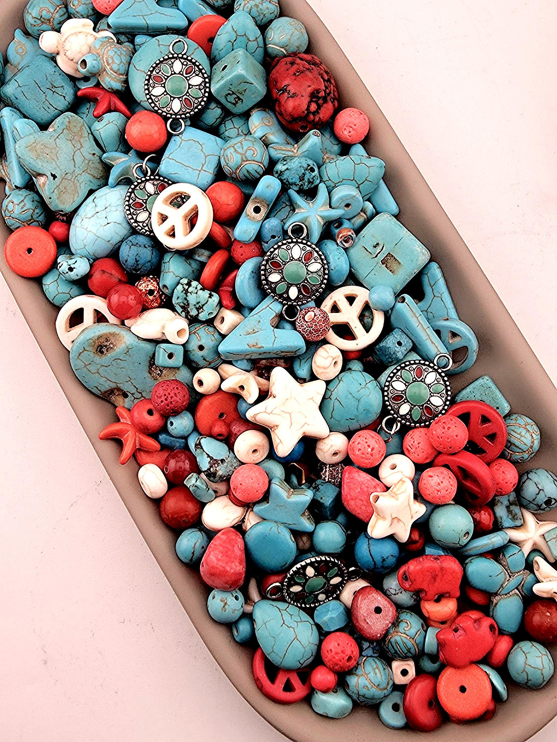 Exclusive "Santa Fe Sky" Howlite Gemstone Mix: 2oz Natural Stone Crafting Beads