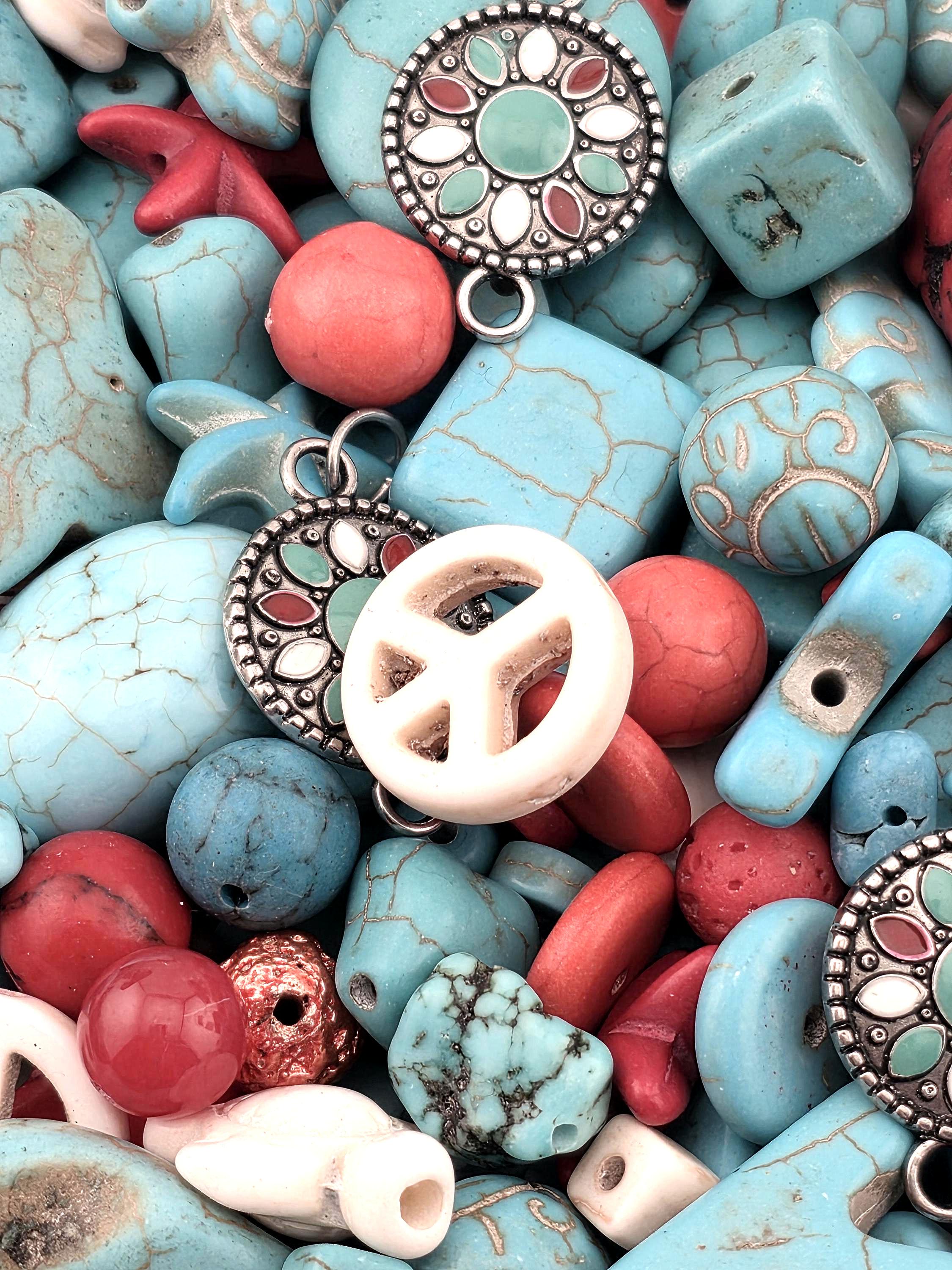 Exclusive "Santa Fe Sky" Howlite Gemstone Mix: 2oz Natural Stone Crafting Beads