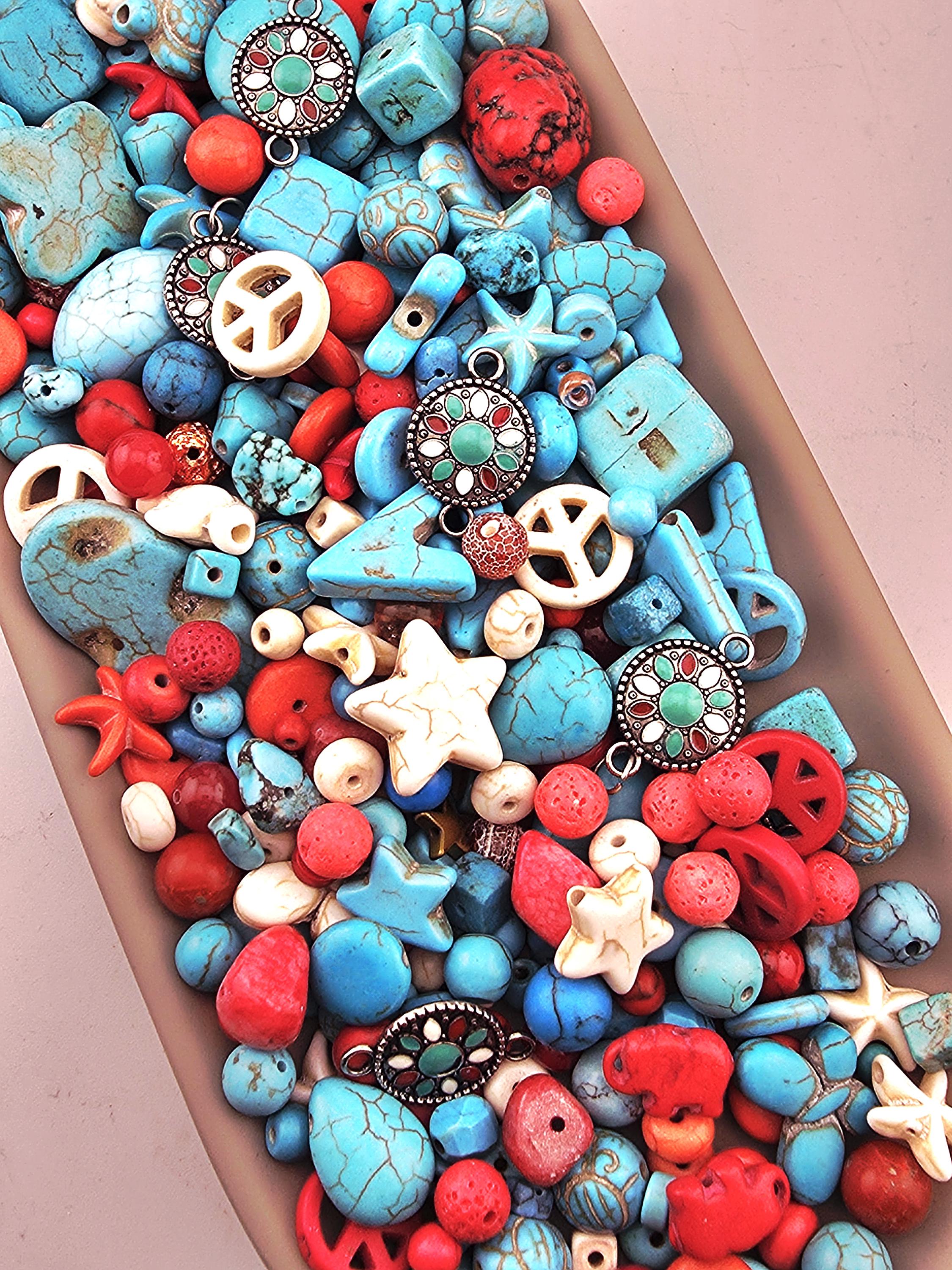 Exclusive "Santa Fe Sky" Howlite Gemstone Mix: 2oz Natural Stone Crafting Beads