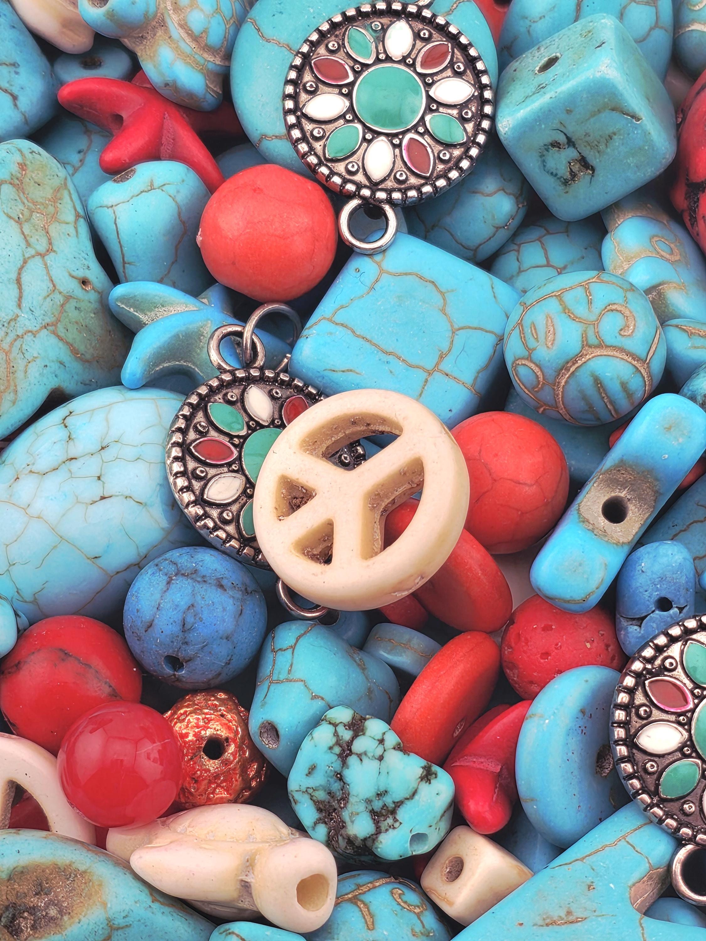 Exclusive "Santa Fe Sky" Howlite Gemstone Mix: 2oz Natural Stone Crafting Beads