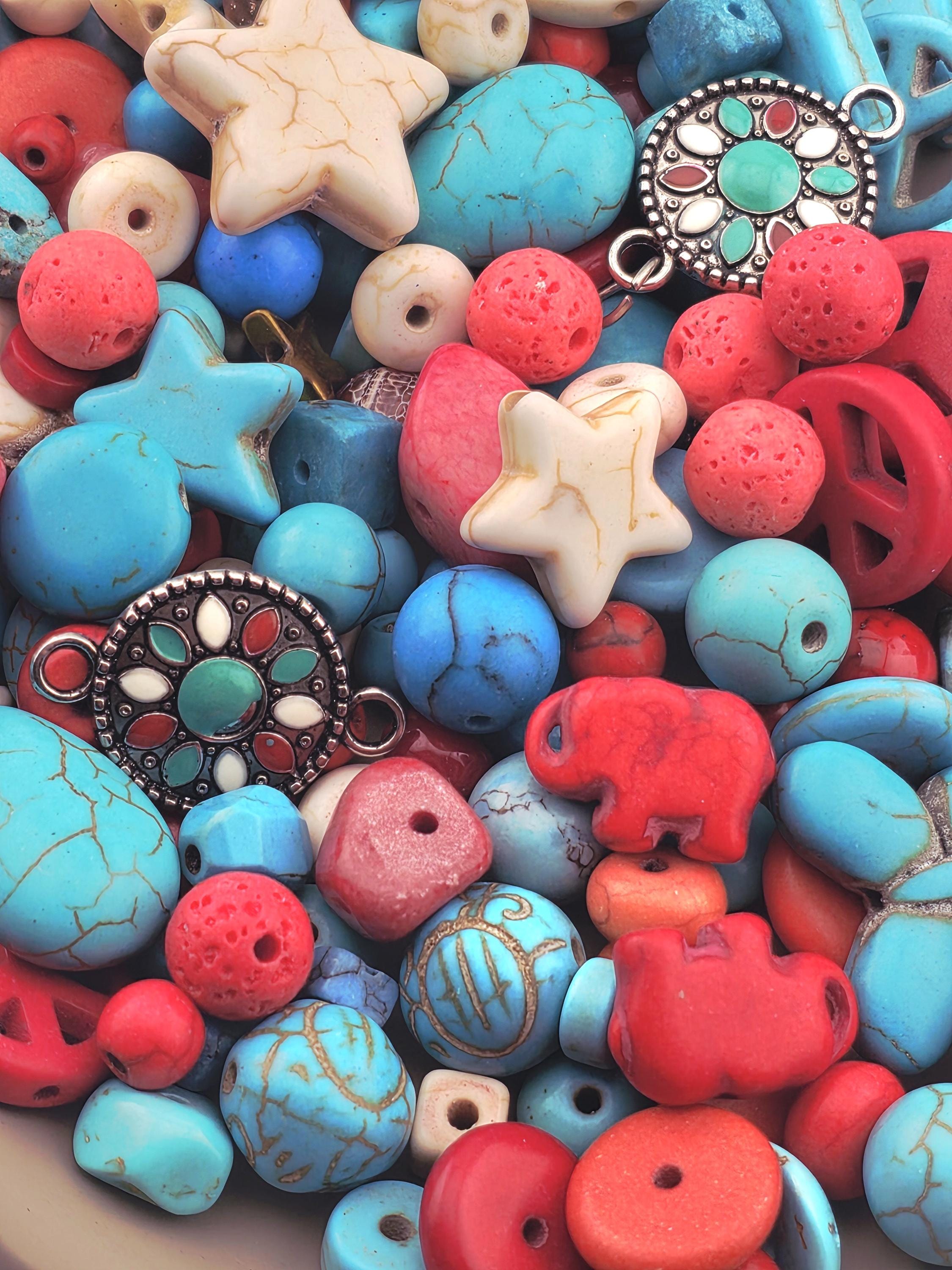 Exclusive "Santa Fe Sky" Howlite Gemstone Mix: 2oz Natural Stone Crafting Beads