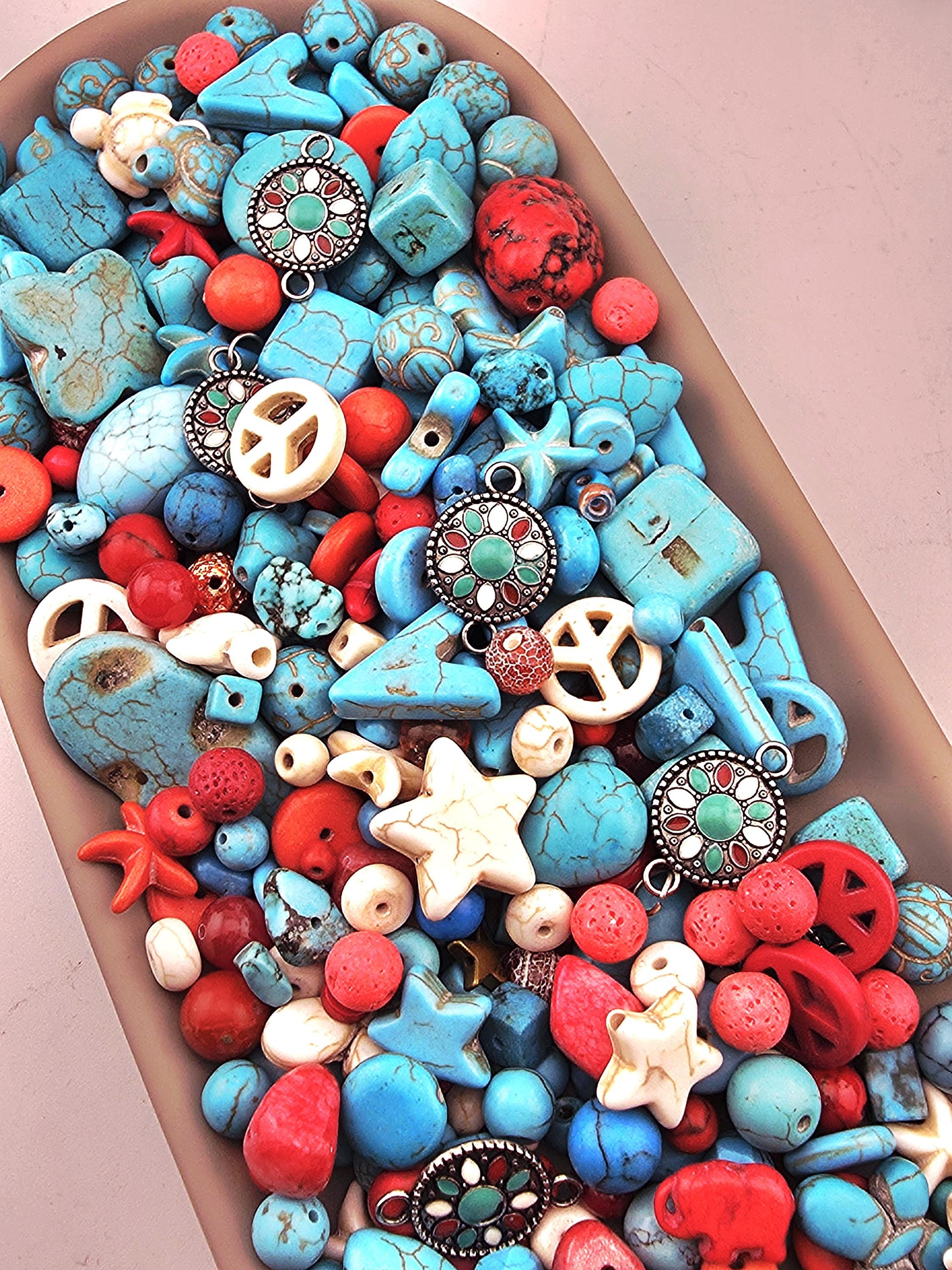 Exclusive "Santa Fe Sky" Howlite Gemstone Mix: 2oz Natural Stone Crafting Beads