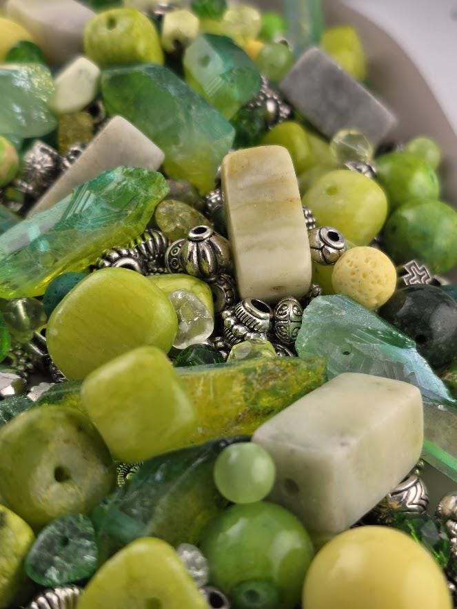 Exclusive "Wasabi & Citrus" Gemstone Bead Soup Mix: 2oz Natural Stone Jewelry Making