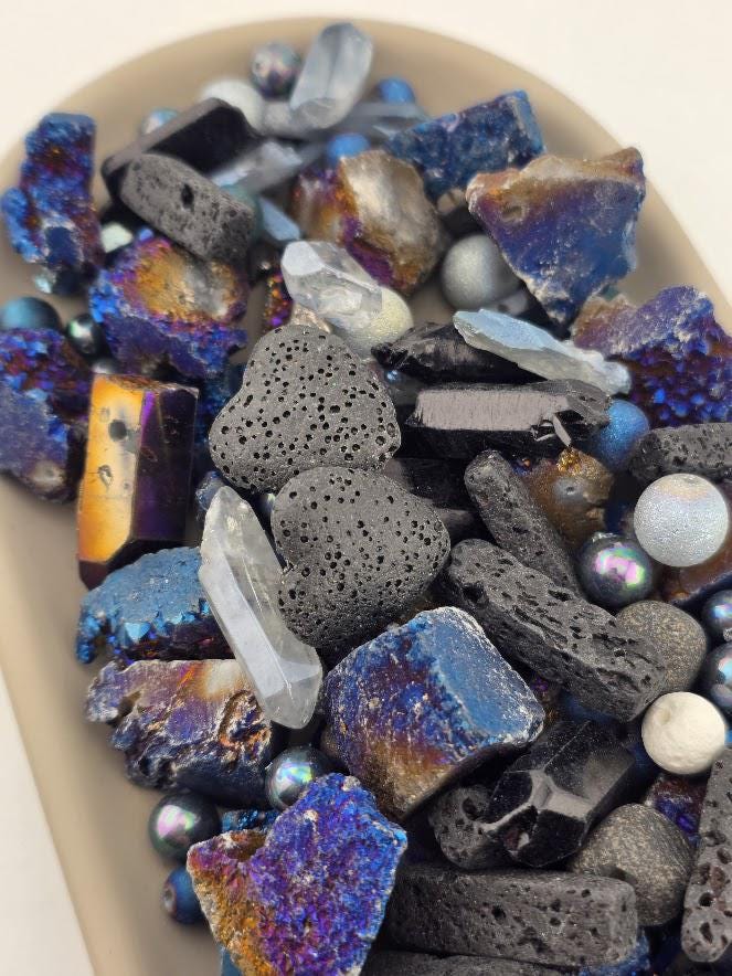 Exclusive "Titanium Rainbow" Gemstone Bead Soup Mix: 2oz Natural Stone Jewelry Making