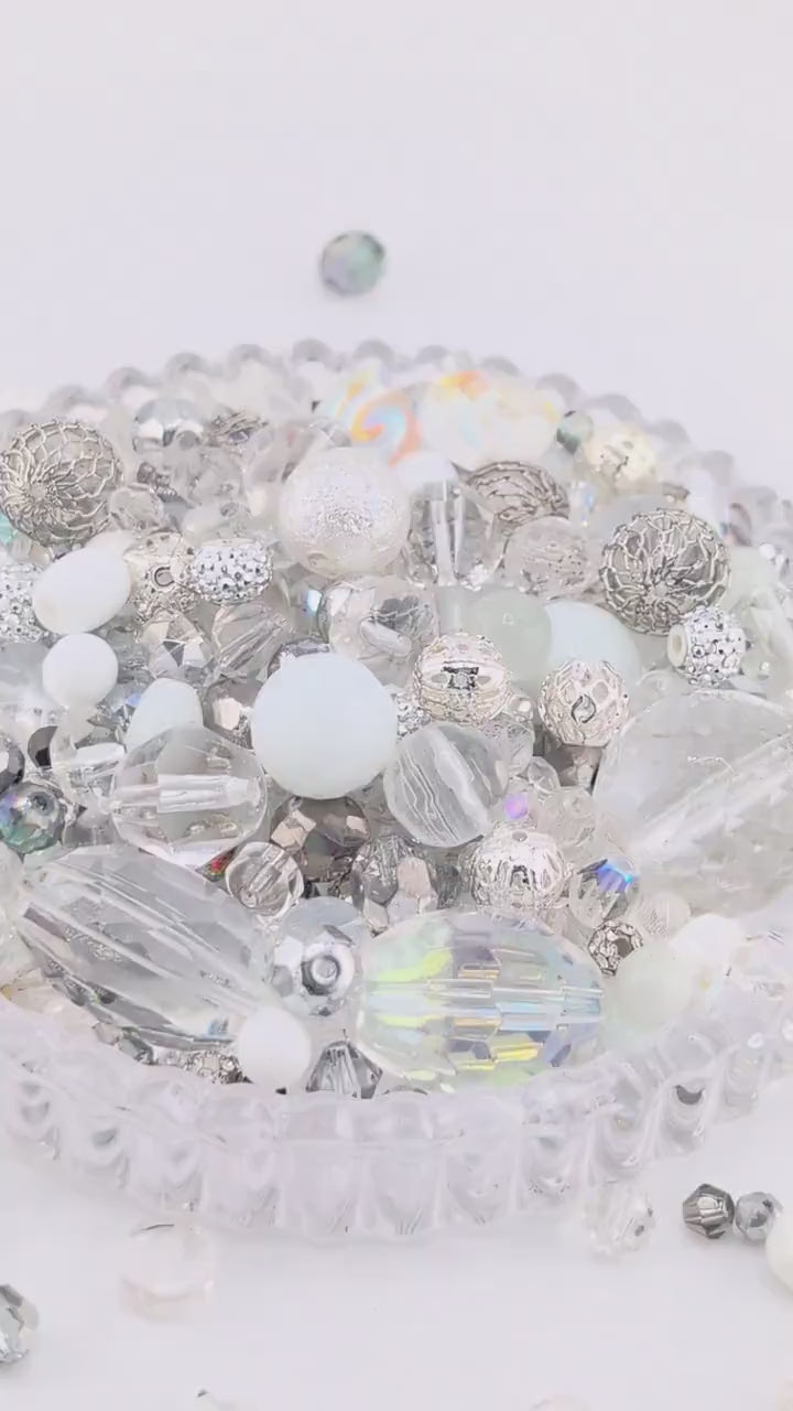 Learise Exclusive "White Frost" Glass Bead Soup Mix (56g Pkg)