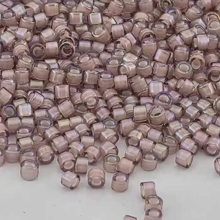 DB1791:Heather Cashmere/White Inside Color Lined Rainbow Miyuki Delica (Size 11, 7 grams, ~1400 beads)